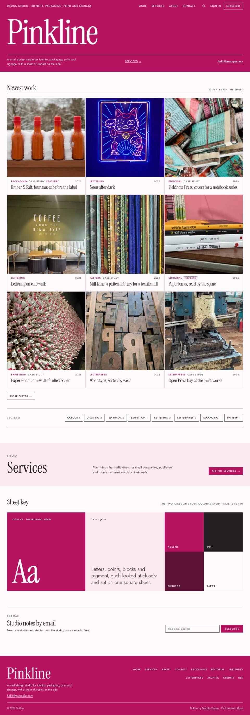 Pinkline, Home page