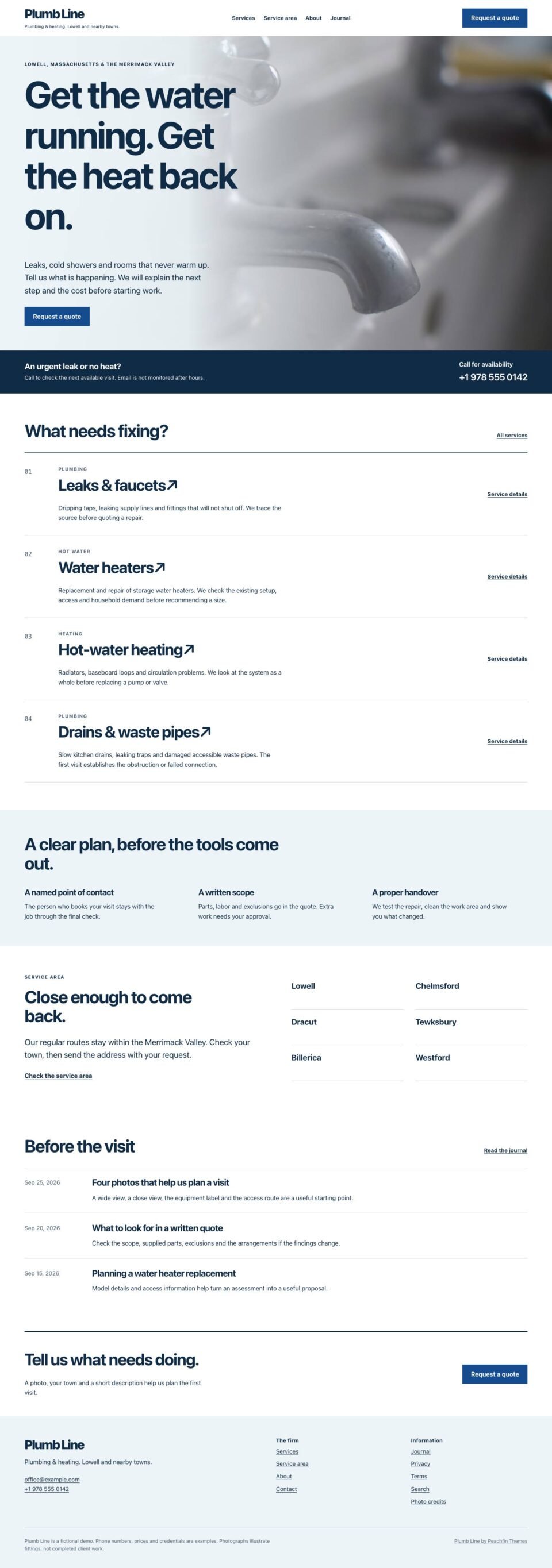 Plumb Line, Home page