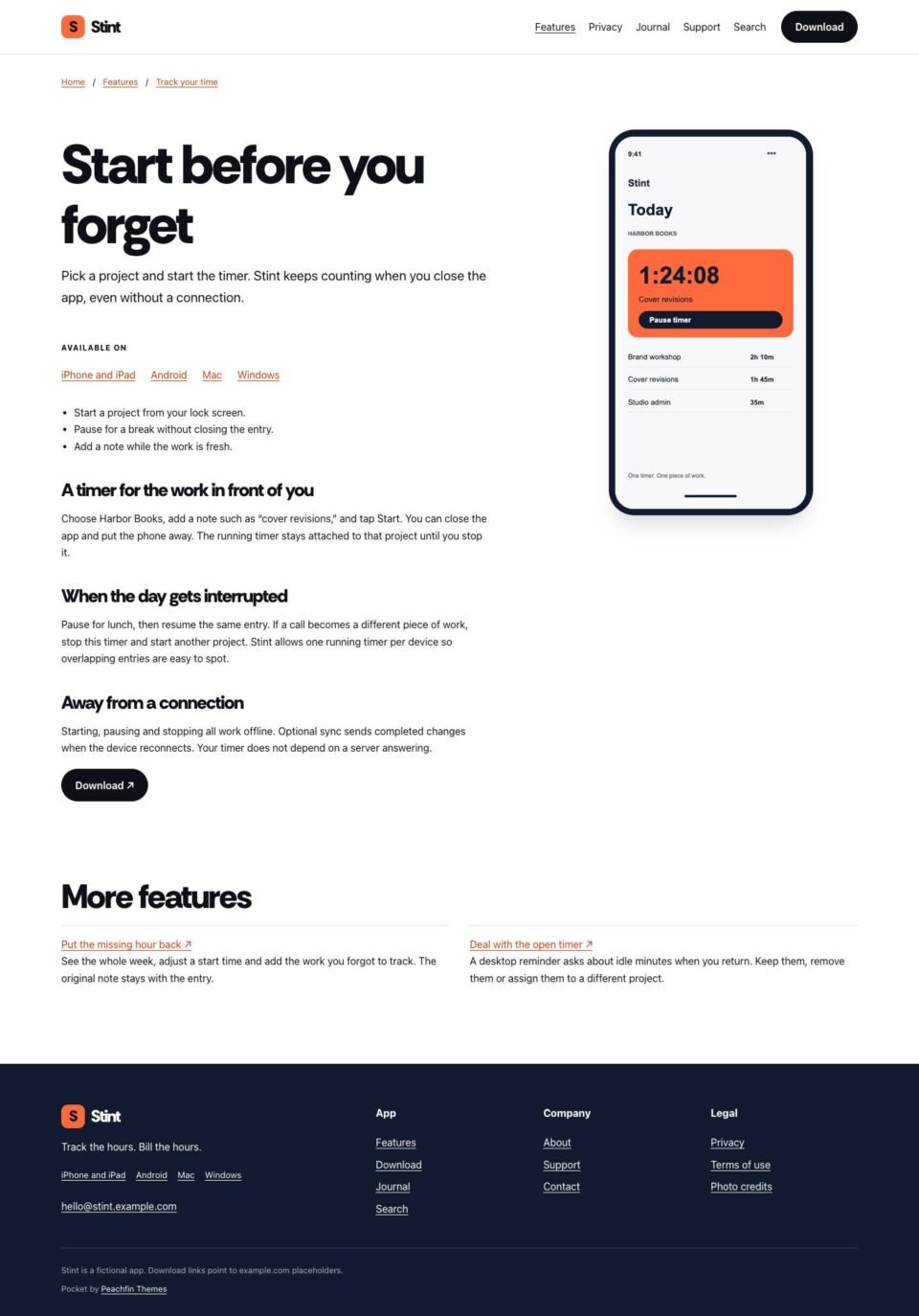 Pocket, Feature page