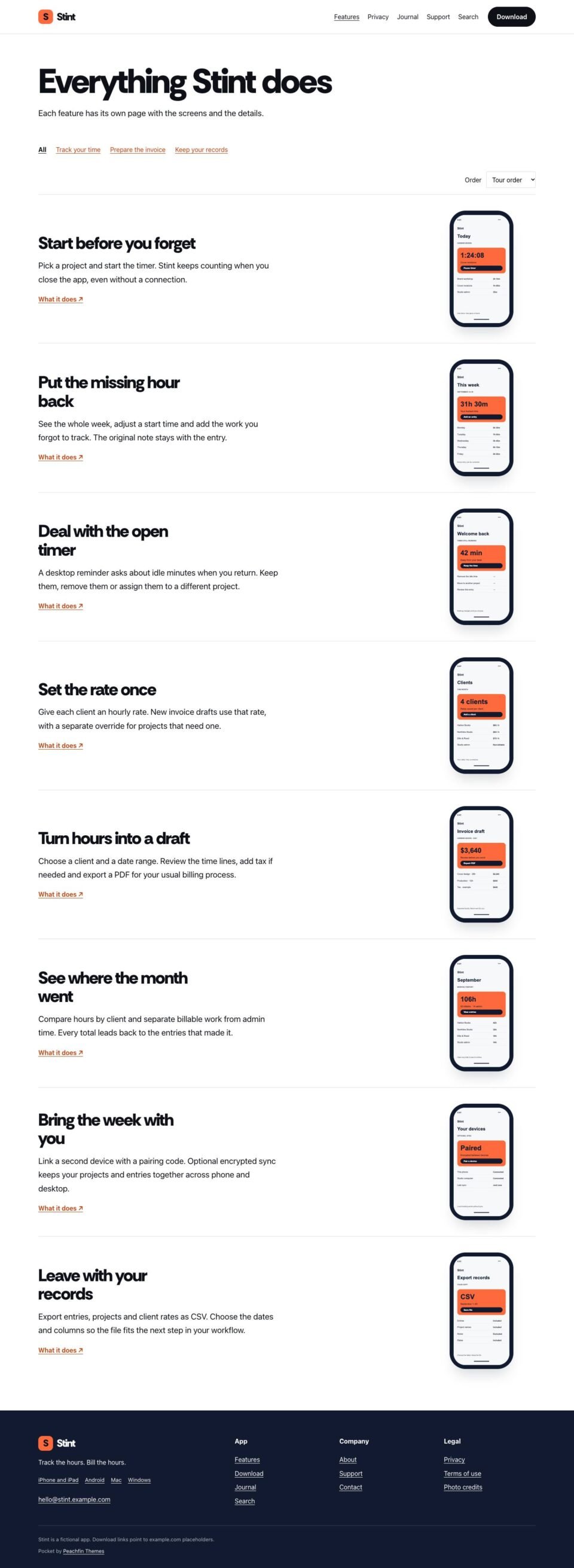 Pocket, Features page