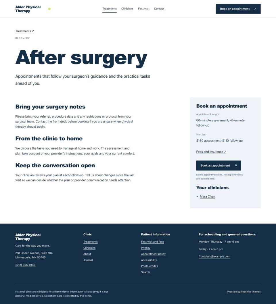 Practice, Treatment page