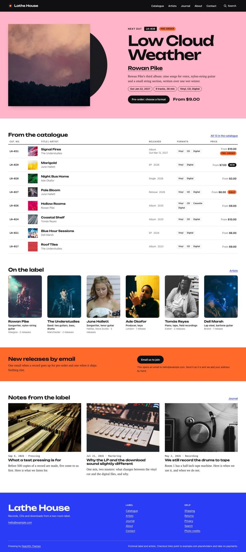 Pressing, Home page