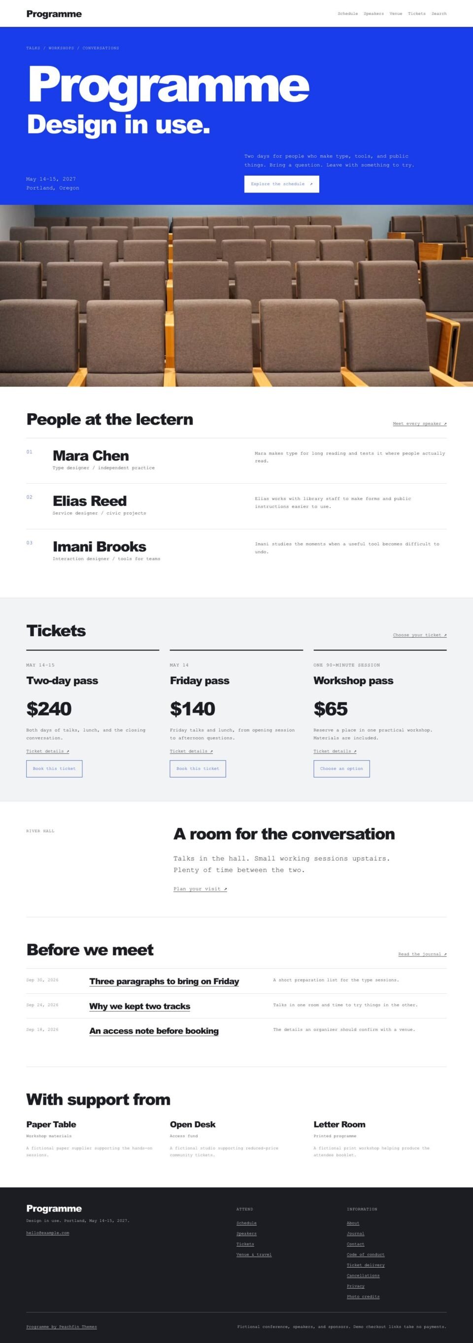 Programme, Home page
