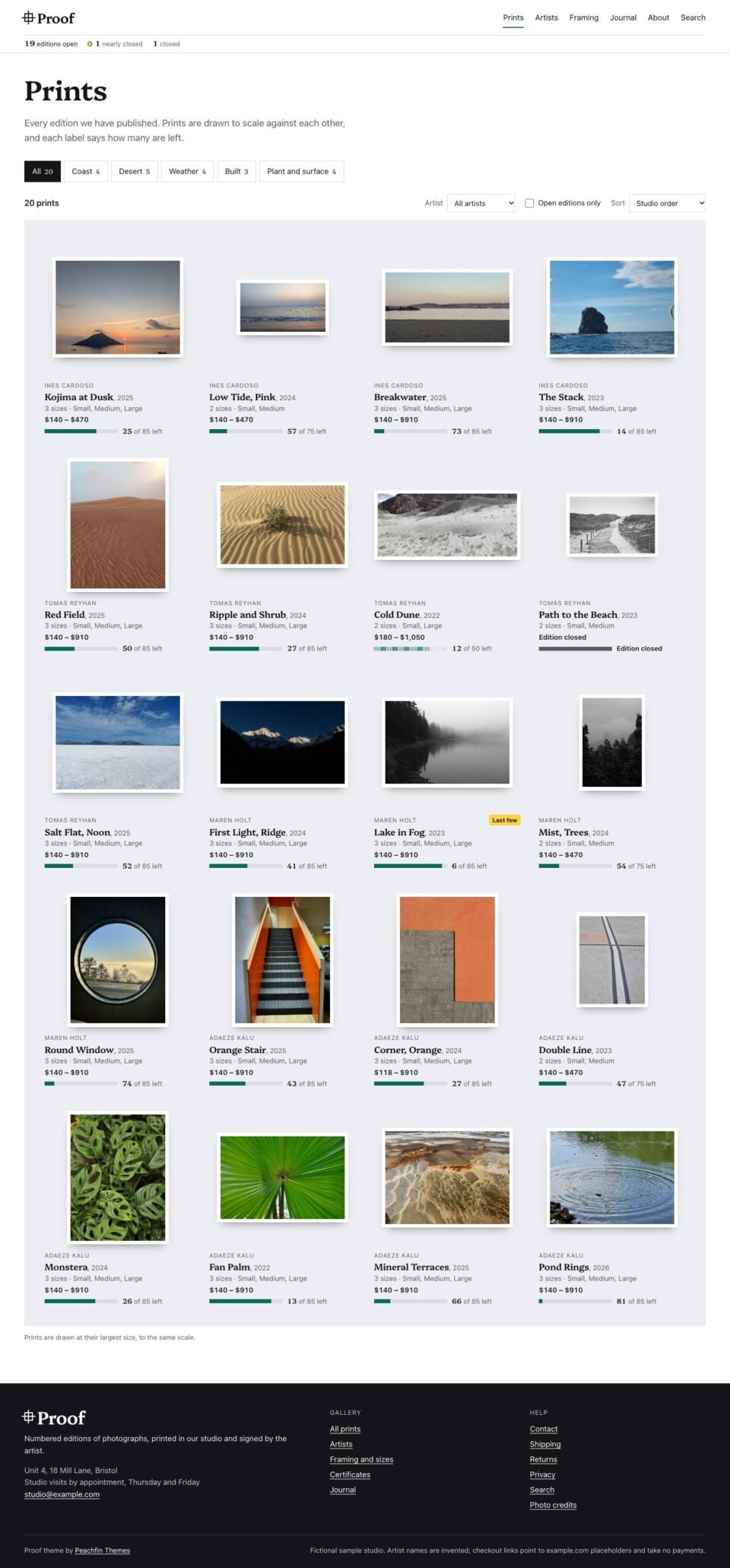 Proof, Prints page