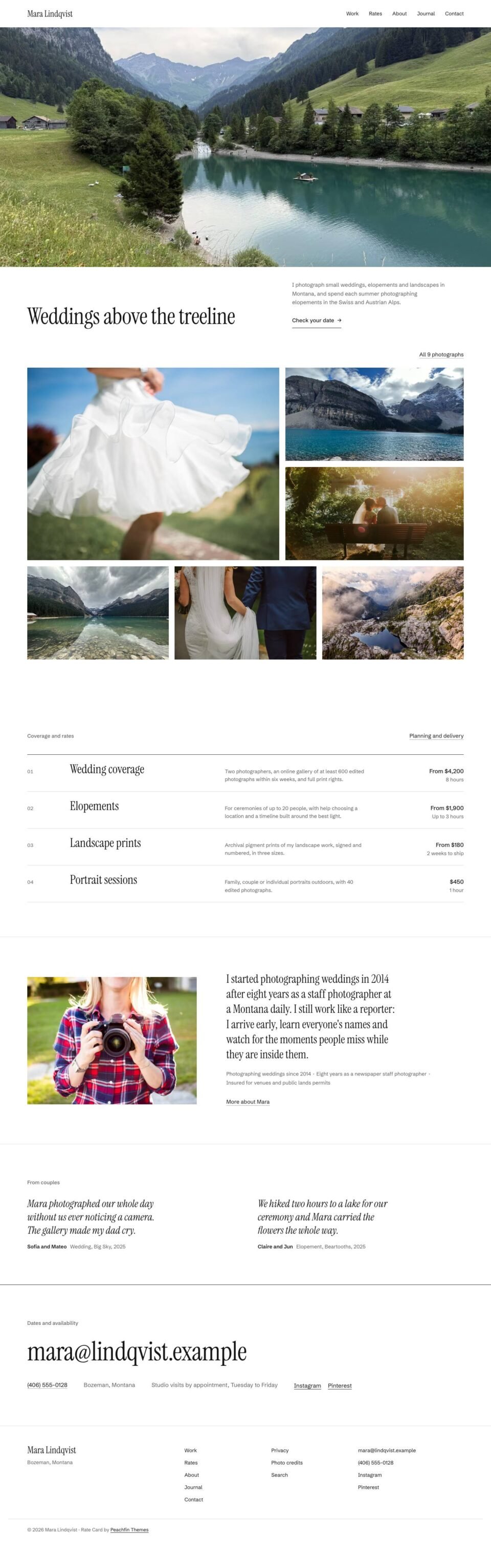 Rate Card, Home page