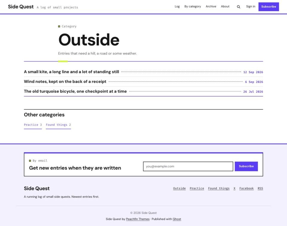 Side Quest, Category page