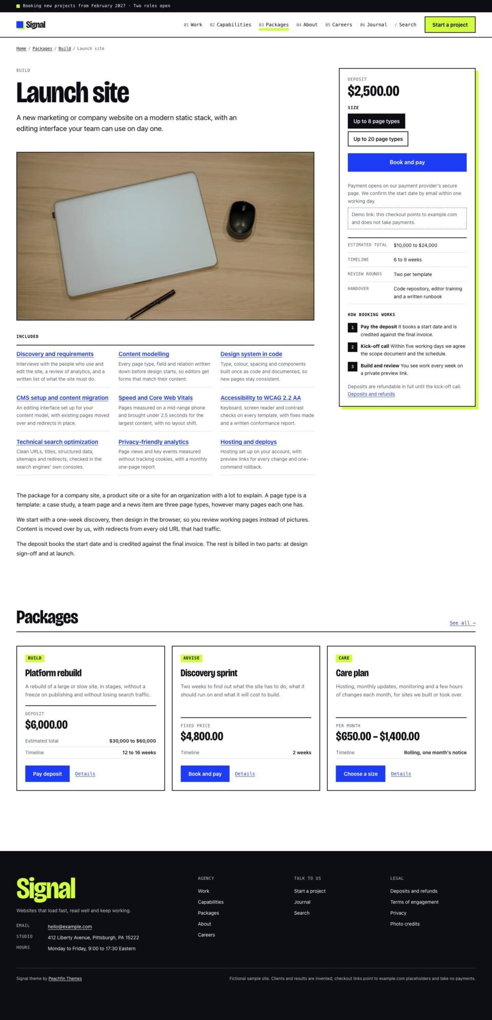 Signal, Package page