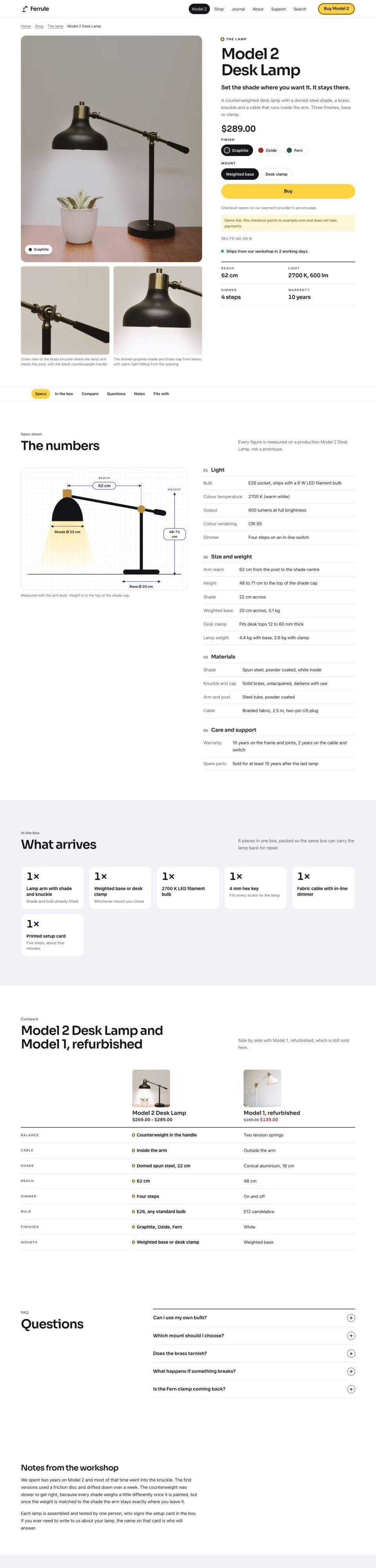 Solo, Product page