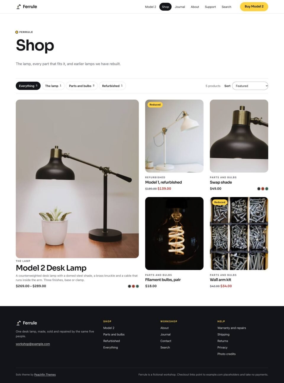 Solo, Shop page