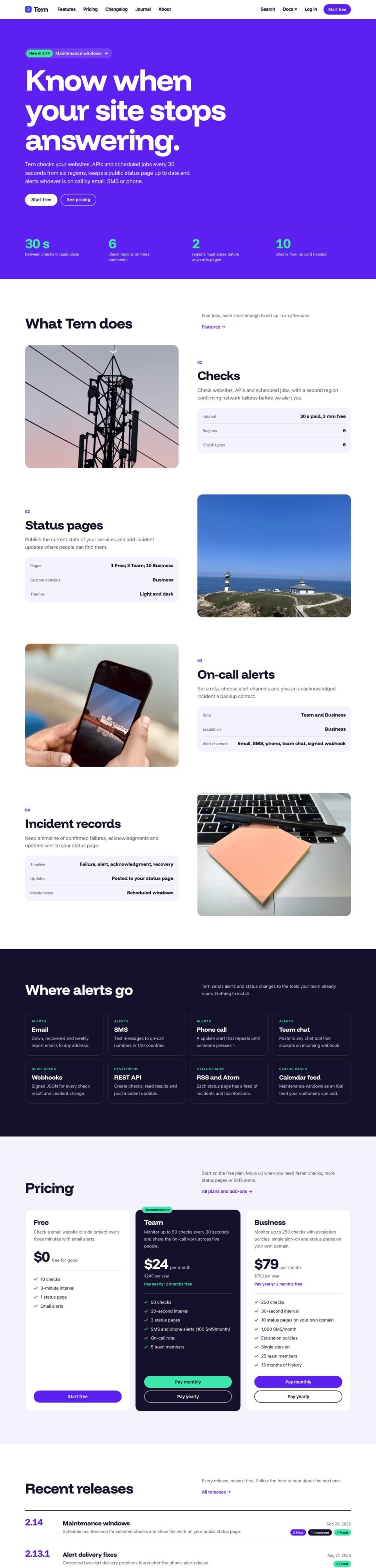 Spec, Home page