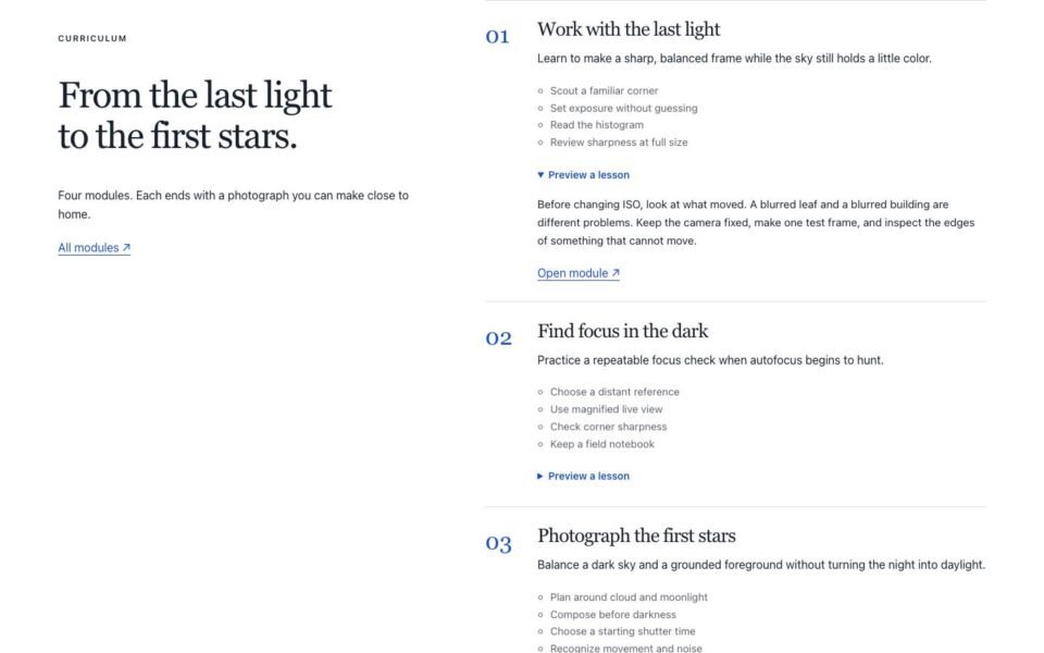 Syllabus, Lesson preview page