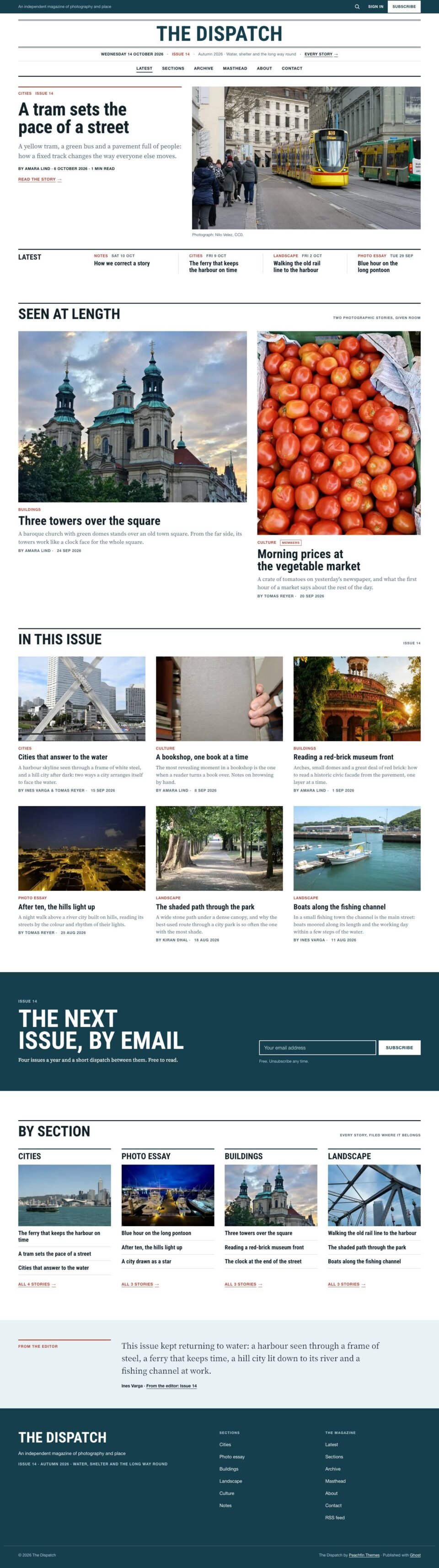 The Dispatch, Home page