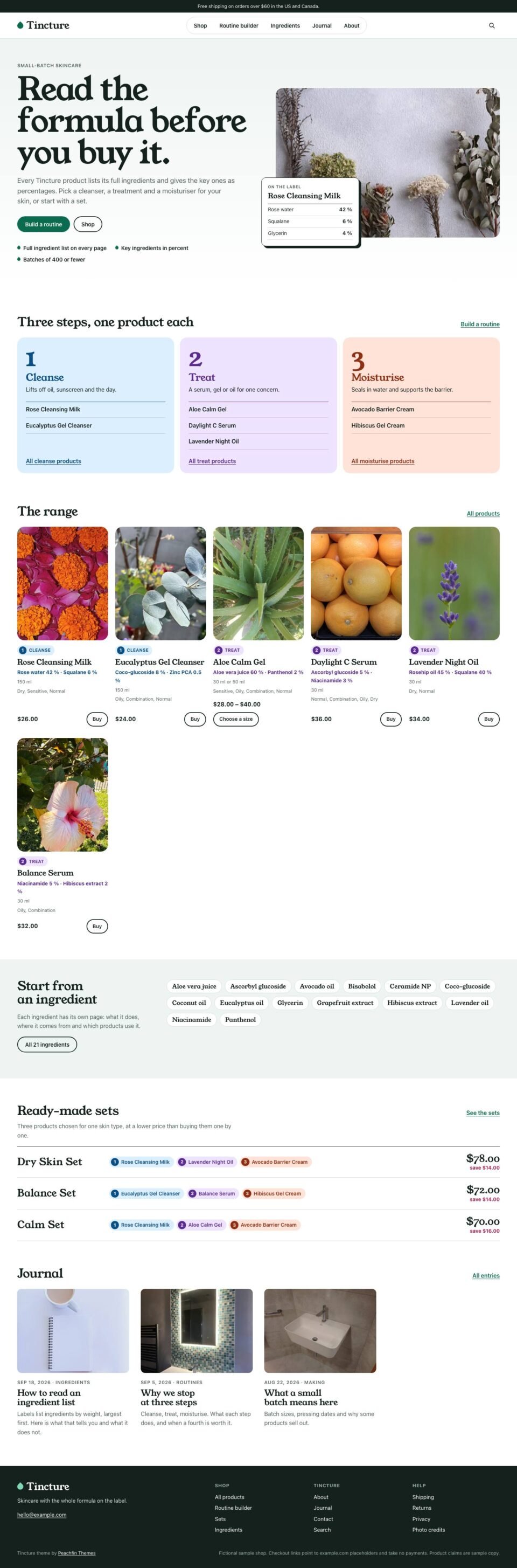 Tincture, Home page