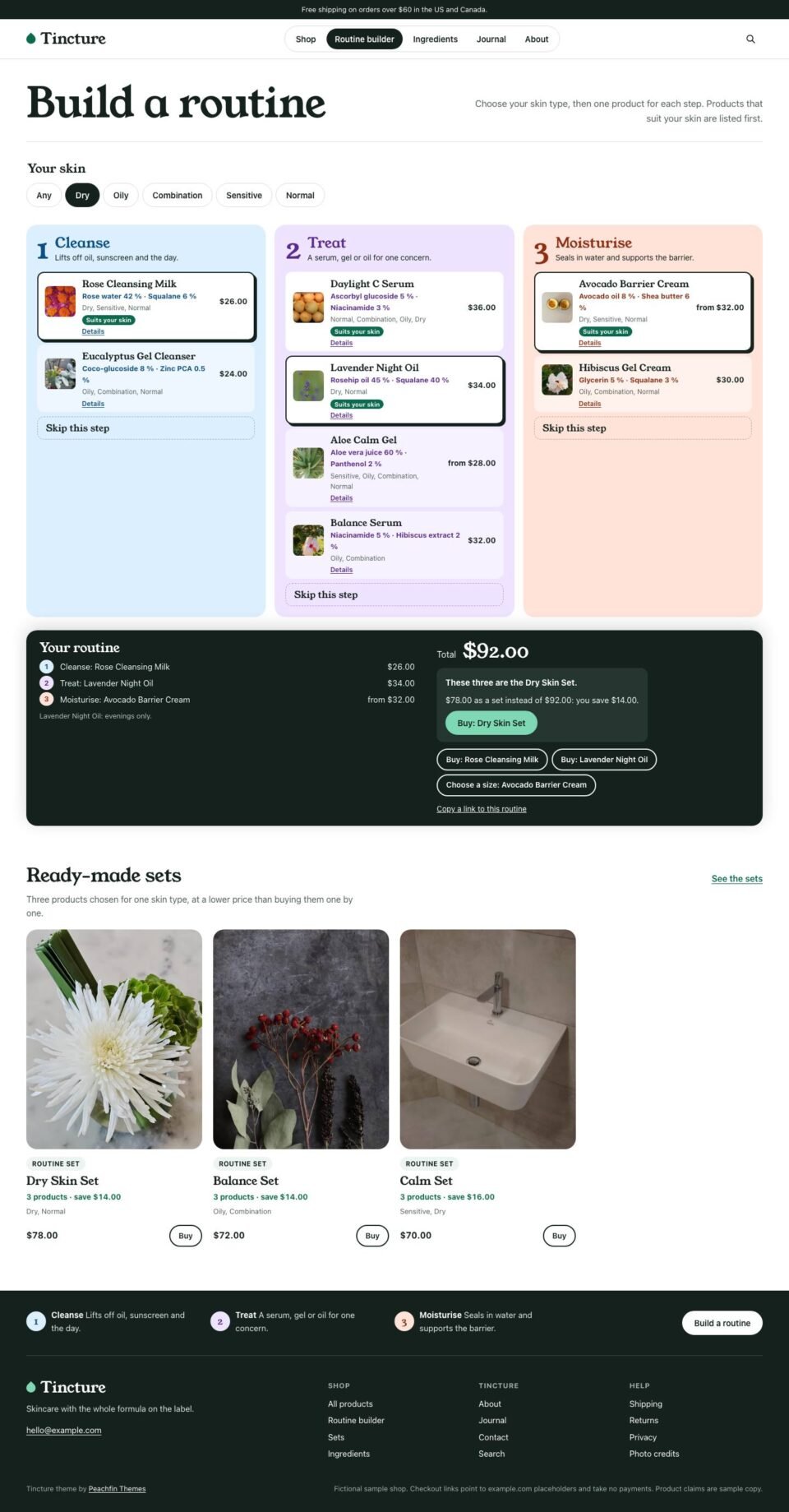 Tincture, Routine builder page