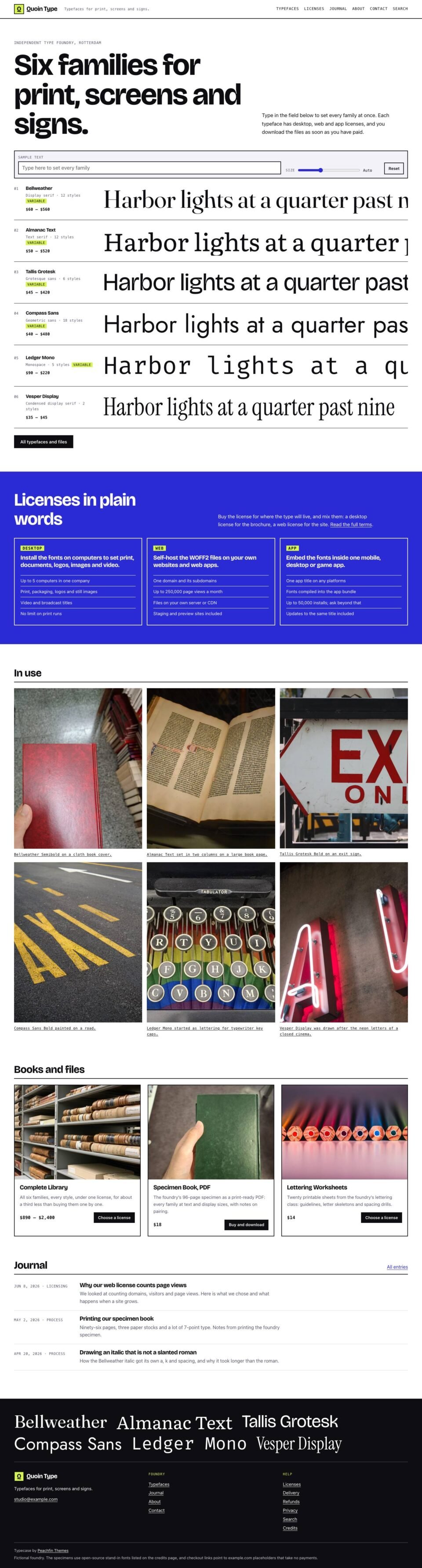 Typecase, Home page