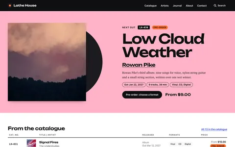 The Pressing home page shows a sample record release and an index of catalog entries.